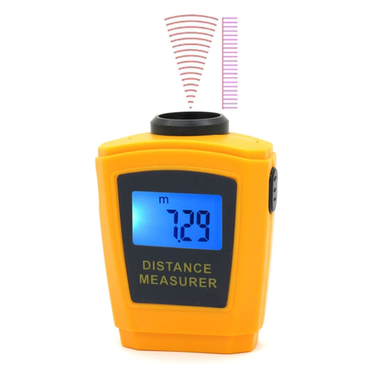 Mini misuratore di distanza ad ultrasuoni con puntatore laser, Orange Mini misuratore di distanza ad ultrasuoni con puntatore laser, Orange